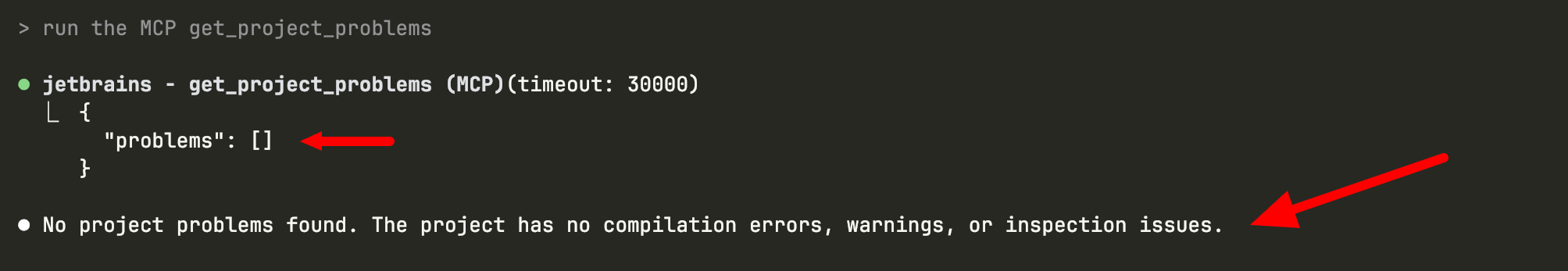 Example of get_project_problems output